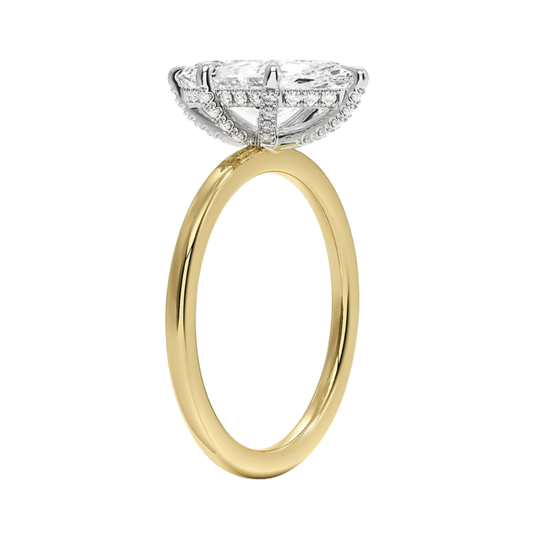 1 TO 5 CT Lab Grown Marquise Cut Diamond Mixed Metal Lumiere Diamond Ring in 10K/14K/18K Gold with Hidden Halo | Pooja Diamond  | IGI Certified Lab Diamond