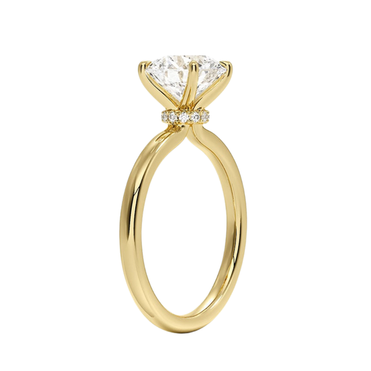 1 To 5 Ct Lab Grown Round Cut Secret Halo 2mm Diamond Ring with Hidden Halo in 10K/14K/18K Gold | Pooja Diamond | IGI Certified Lab Diamond