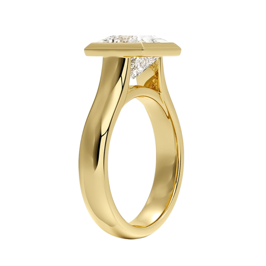 1 TO 5 CT Modern lab grown Princess cut diamond solitaire ring in 10K/14K/18K gold with T-bar setting | Pooja Diamond | IGI Certified Lab Diamond