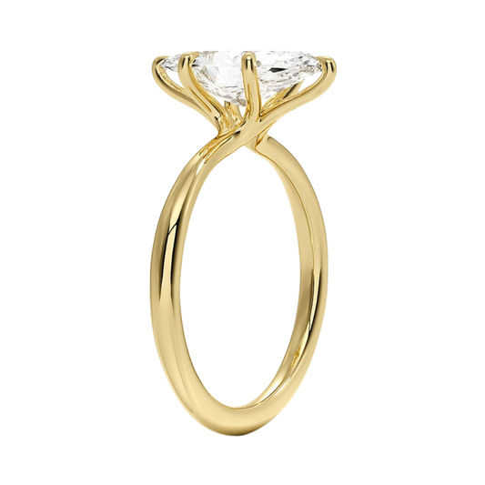1 TO 5 CT Lab Grown Marquise Cut Diamond Freesia 2mm Solitaire Ring in 10K/14K/18K Gold | Minimalist Twisted Prong Design | IGI Certified Lab Diamond