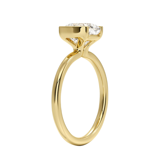 1 TO 5 CT Lab Grown Cushion Cut Diamond Annika Semi-Beze Solitaire Ring in 10K/14K/18K Gold | Pooja Diamonds | IGI Certified Lab Diamond