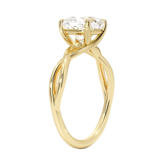 1 TO 5 CT Lab Grown Cushion Cut Diamond Engagement Ring in 10K/14K/18K Gold | Twisted Shank Solitaire | Pooja Diamonds|IGI Certified Lab Diamond