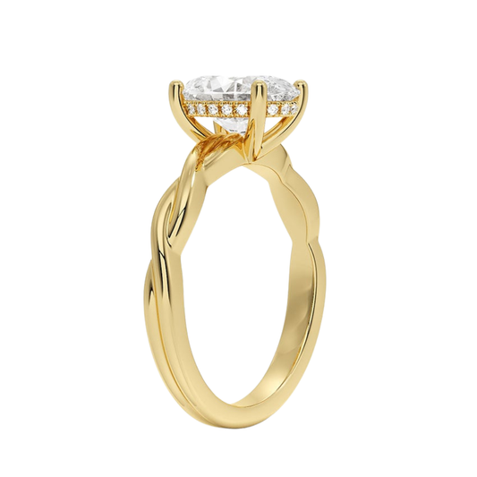 1 To 5 Ct Twisted Vine Hidden Halo Oval Cut Lab Grown Diamond Ring | Pooja Diamond | IGI Certified Lab Diamond
