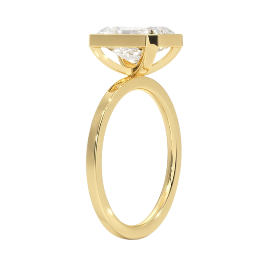 1 TO 5 CT Lab Grown Radiant Cut Diamond Noemi Bezel Ring in 10K/14K/18KGold – Modern Basket Setting | Pooja Diamond | IGI Certified Lab Diamond