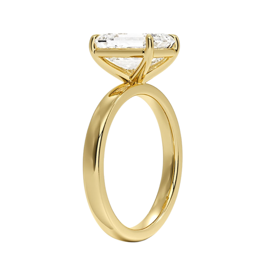 1 TO 5 CT Lab Grown Emerald Cut Diamond Fairmined Perfect Fit Solitaire 2.5mm Ring in 10K/14K/18K Gold | Classic Four-Prong Setting | IGI Certified Lab Diamond