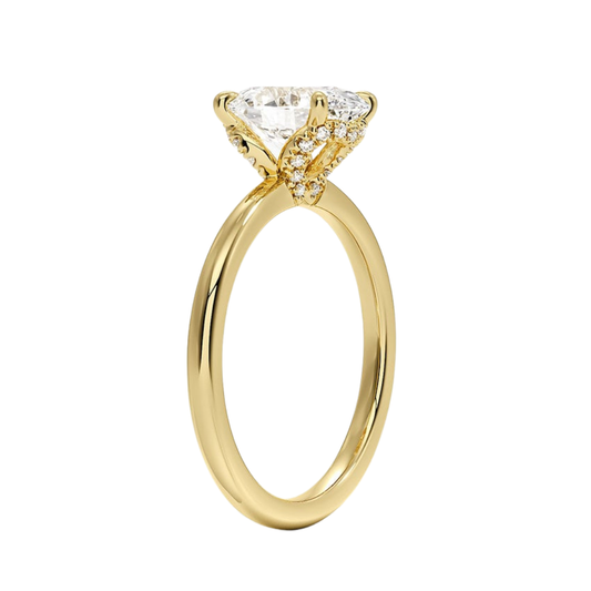 1 TO 5 CT Lab Grown Oval Cut Hidden Heart Diamond Solitaire Ring with Diamond-Accented Gallery in 10K/14K/18K Gold |Pooja Diamond | IGI Certified Lab Diamond