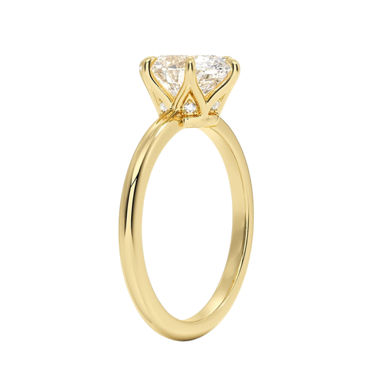 1  TO 5 CT Lab Grown Oval Cut Esme Hidden Halo Diamond Ring with Hidden Accents in 10K/14K/18K Gold | Pooja Diamond | IGI Certified Lab Diamond