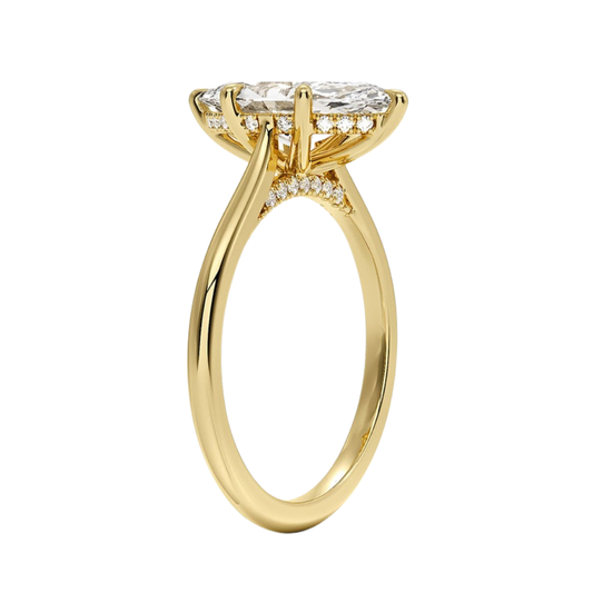 1 TO 5 CT Lab Grown Marquise Cut Diamond Ring in 10K/14K/18K Gold with Hidden Halo | Luxury Solitaire – Pooja Diamond | IGI Certified Lab Diamond