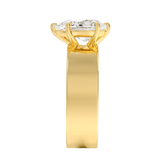1 TO 5 CT Lab Grown Pear Cut Diamond Peyton 6mm Solitaire Ring in 10K/14K/18K Gold with Extra-Wide Polished Band | Pooja Diamond | IGI Certified Lab Diamond